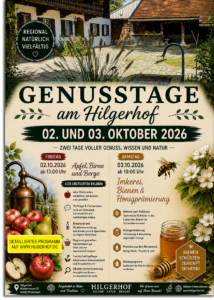 Flyer mit Programm der Genusstage am Hilgerhof