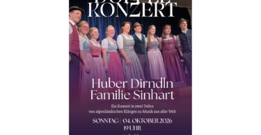 Plakat zum Doppelkonzert mit den Huber Dirndln und der Familie Sinhart