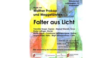 Plakat zur Konzertankündigung Falter aus Licht zum 80. Geburtstag von Walther Prokop
