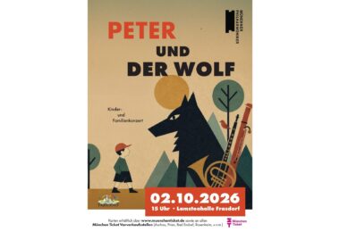 Plakatmotiv für "Peter und der Wolf" – Kinder- und Familienkonzert in Frasdorf