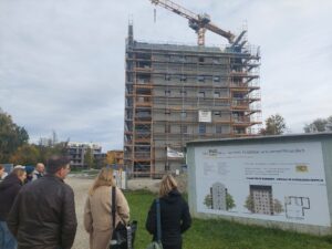 Baustelle von Holz 7, dem Pilotprojekt zum Gebäudetyp E.
