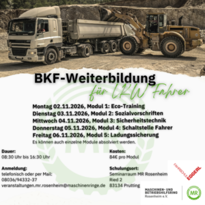 Ankündigung: BKF-Weiterbildung für Lkw-Fahrer im November 2026.