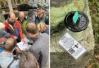 Rund 20 Fachleute und Freiwillige beteiligten sich an der Suche. – Eine Asiatische Hornisse an einem Locktopf nahe der Theresienwiese.