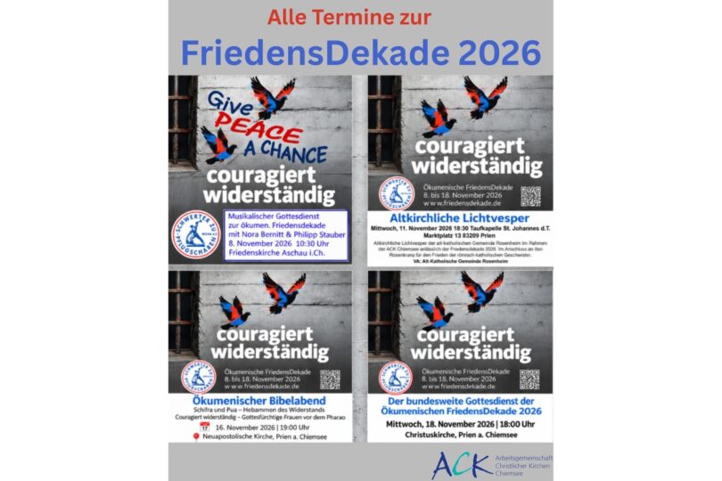 Plakat zur Ökumenischen FriedensDekade 2026 mit dem Motto couragiert widerständig