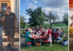 Die ersten drei: Sieger Johannes Kriechbaumer (Mitte), Walter Edbauer (links) und Alex Maier (rechts). – Gemütliches Beisammensein mit Bier, Kaffee und Kuchen. – Siegerehrung: Micha Ziegler und Elisabeth Meier verkünden das Ergebnis.