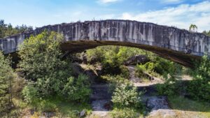 Der Bunkerbogen auf dem Gelände der Gedenkstätte Mühldorfer Hart