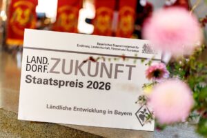 Schild zum Staatspreis Land.Dorf.Zukunft 2026