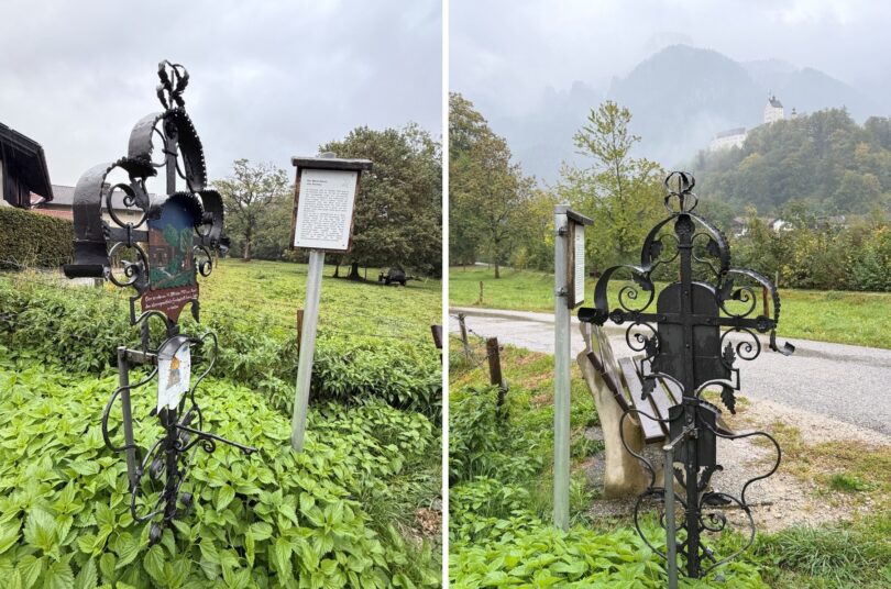 Marterl und Informationstafel am Ort der Mordtat in Weidachwies – Das Marterl mit Blick zur Burg Hohenaschau