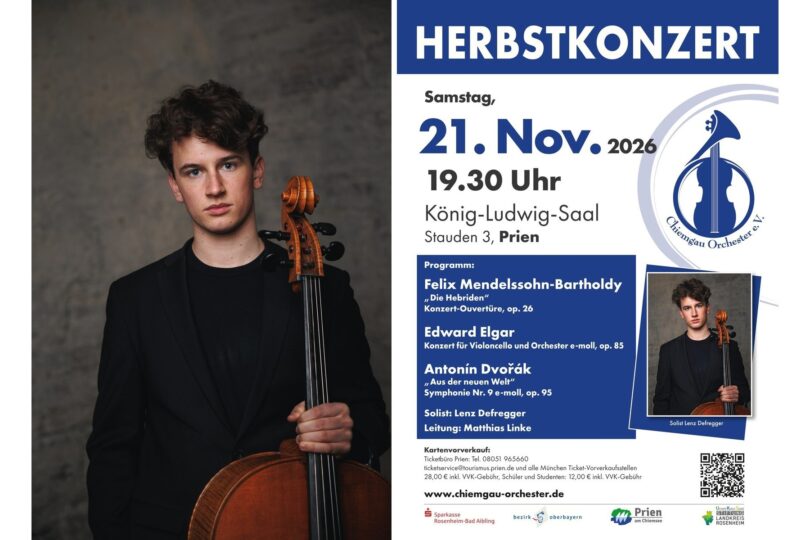 Lenz Defregger, Solist des Herbstkonzerts – Plakat zum Herbstkonzert des Chiemgau-Orchesters am 21. November