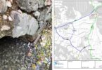 Beschädigtes Mauerwerk am Bachdurchlass bei Bad Feilnbach. – Umleitungsplan für die Sperrung der St 2089 über Au b. Bad Aibling.