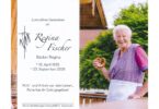 Trauerkarte von Regina Fischer, genannt Bäcker-Regina.